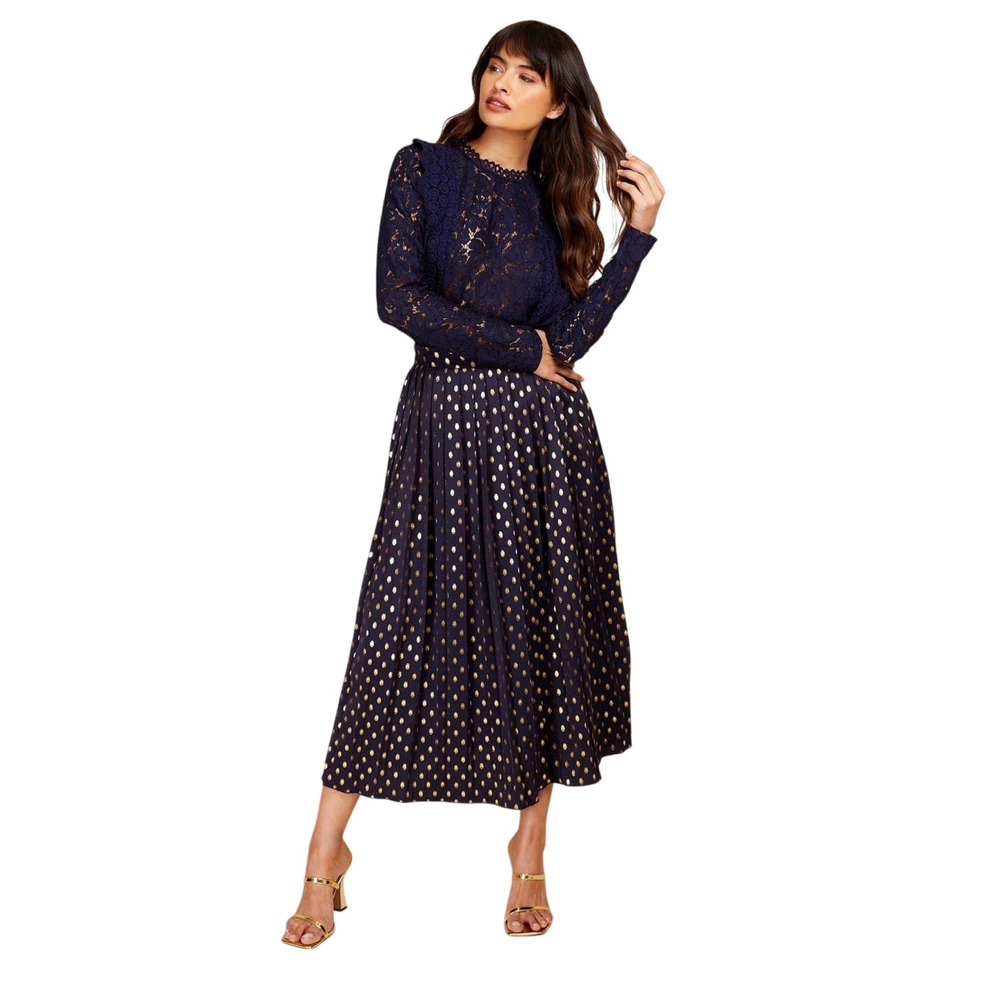 Navy - Lifestyle - Little Mistress Womens-Ladies Lace Wrap Top