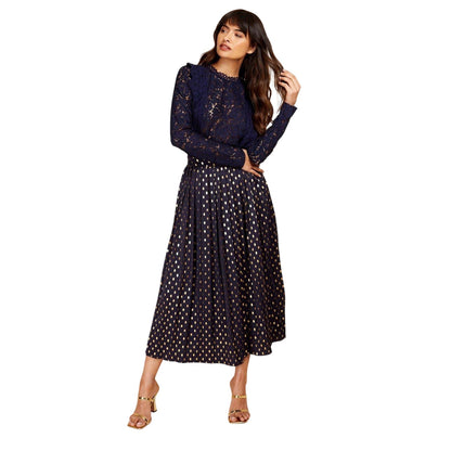 Navy - Lifestyle - Little Mistress Womens-Ladies Lace Wrap Top