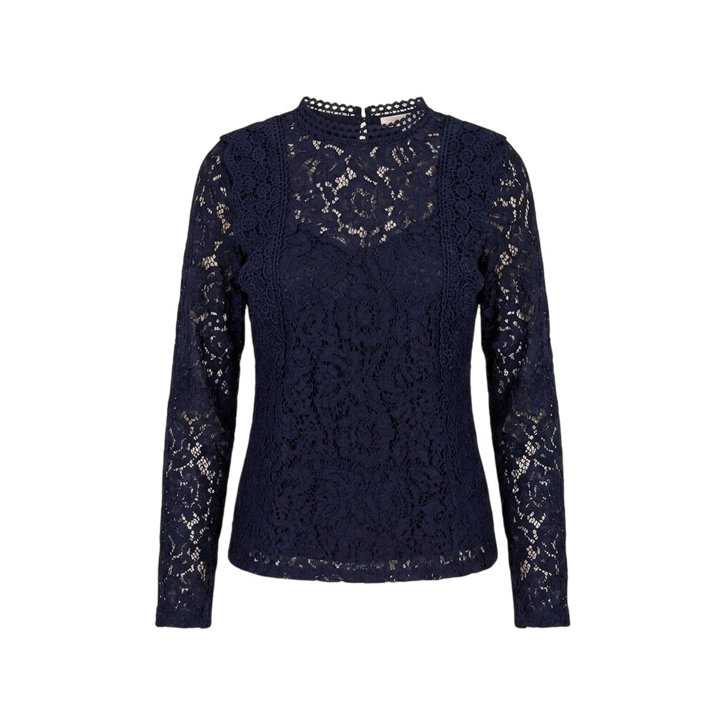 Navy - Front - Little Mistress Womens-Ladies Lace Wrap Top