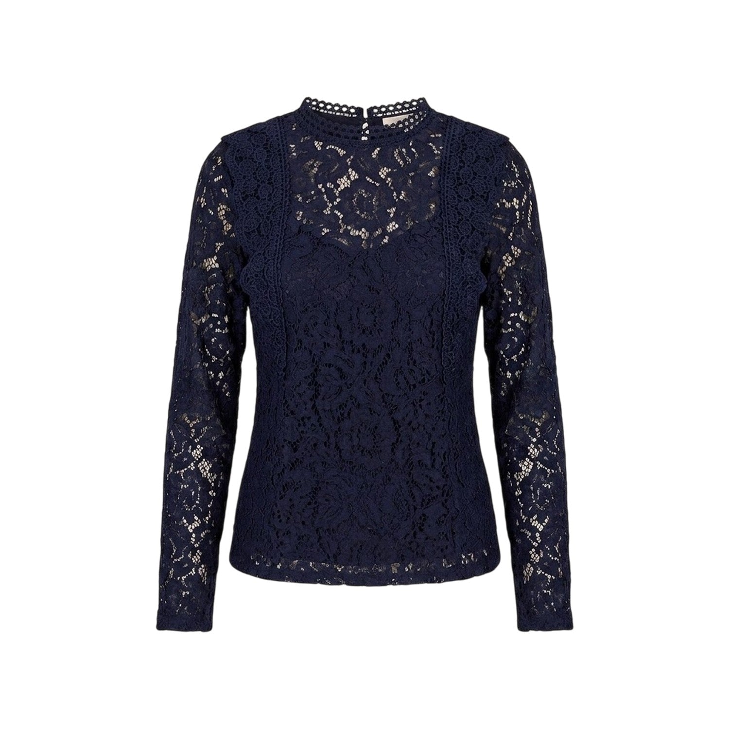 Navy - Front - Little Mistress Womens-Ladies Lace Wrap Top
