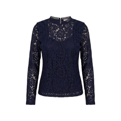Navy - Front - Little Mistress Womens-Ladies Lace Wrap Top