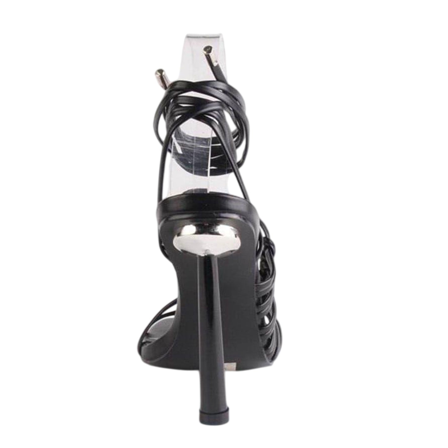 Black - Back - Chic Womens-Ladies Leather Sandals