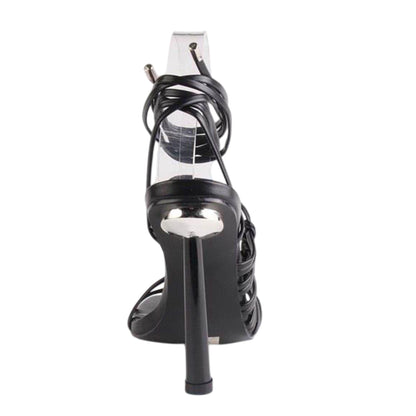 Black - Back - Chic Womens-Ladies Leather Sandals
