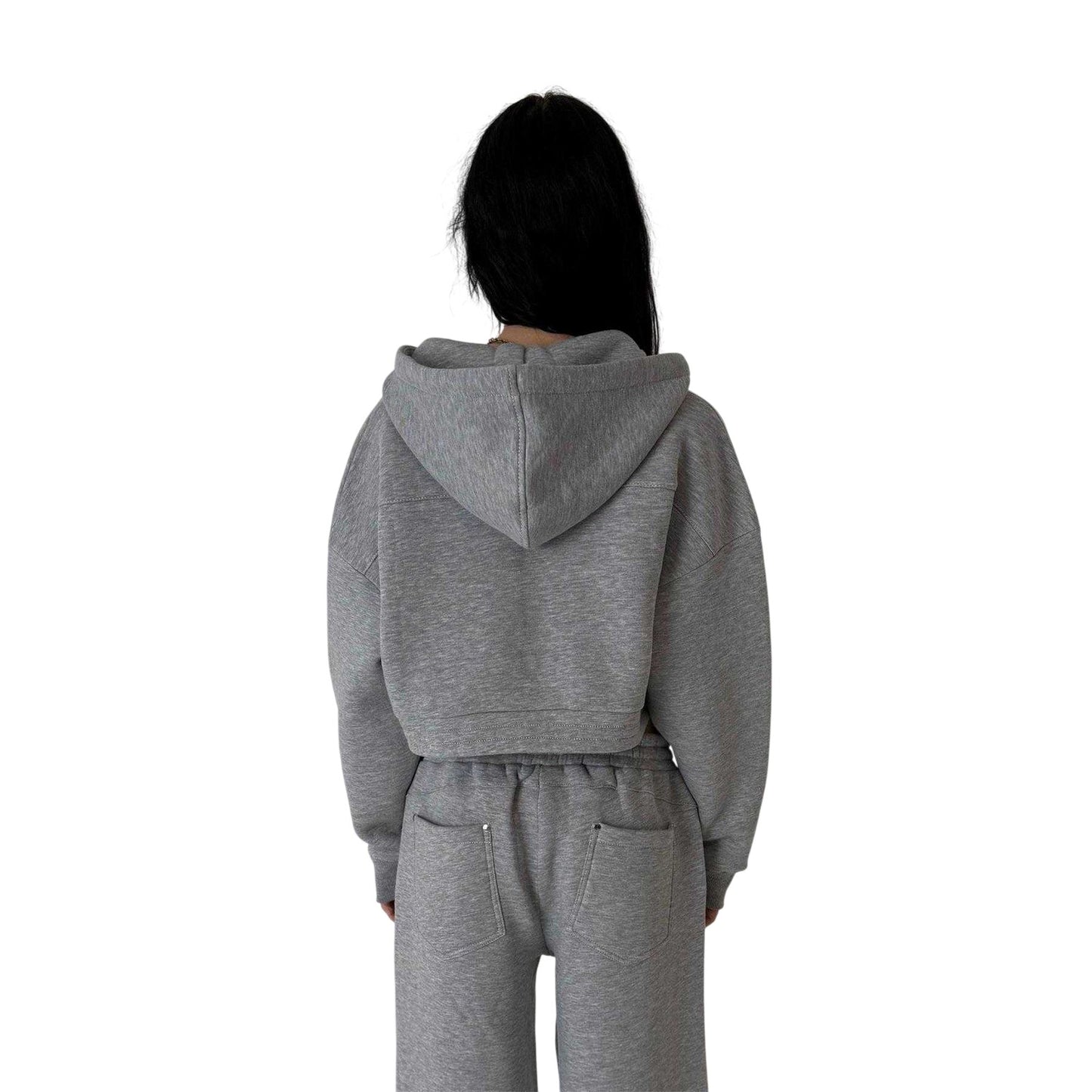 Grey - Back - The Ragged Priest Womens-Ladies Crop Hoodie