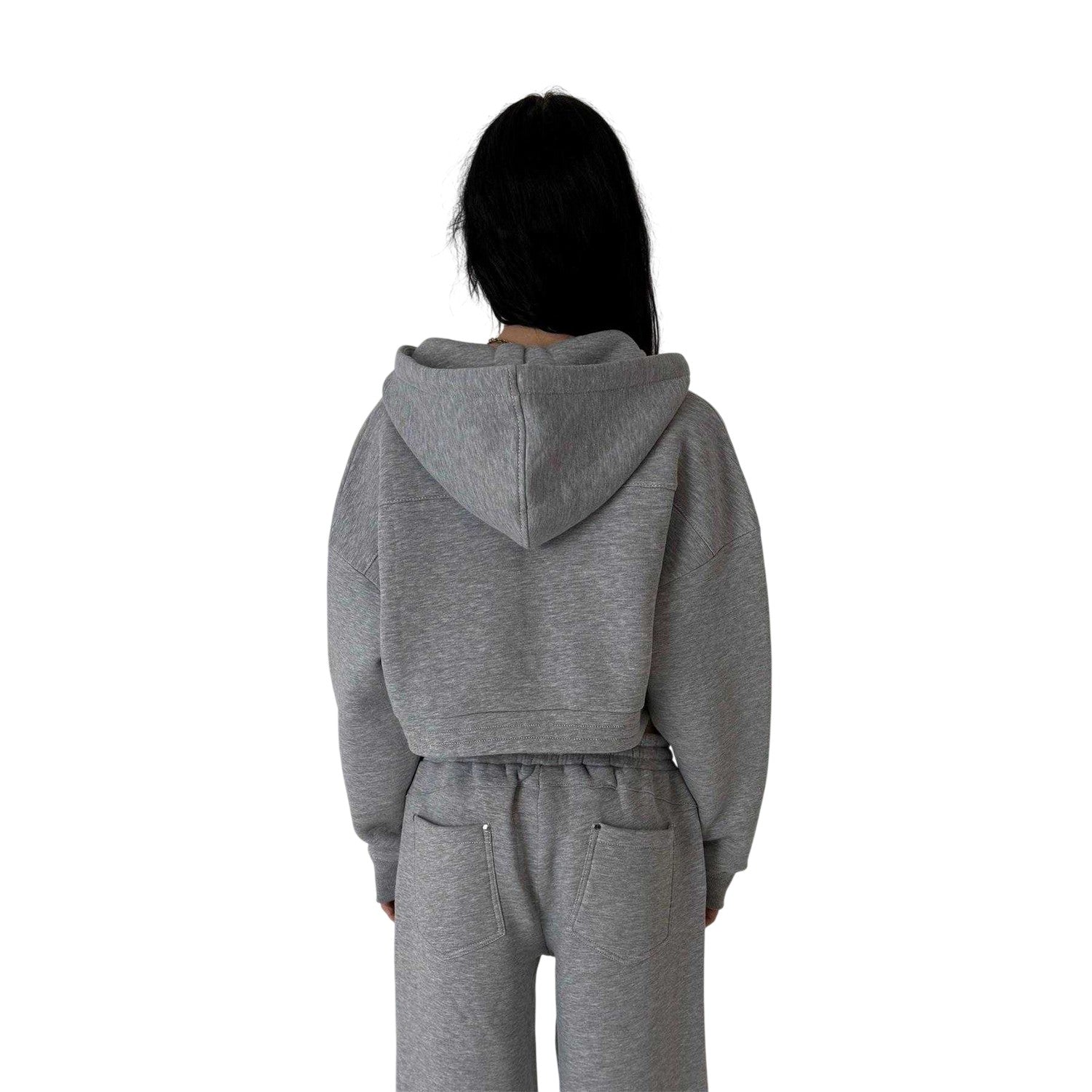 Grey - Back - The Ragged Priest Womens-Ladies Crop Hoodie