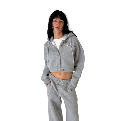Grey - Front - The Ragged Priest Womens-Ladies Crop Hoodie