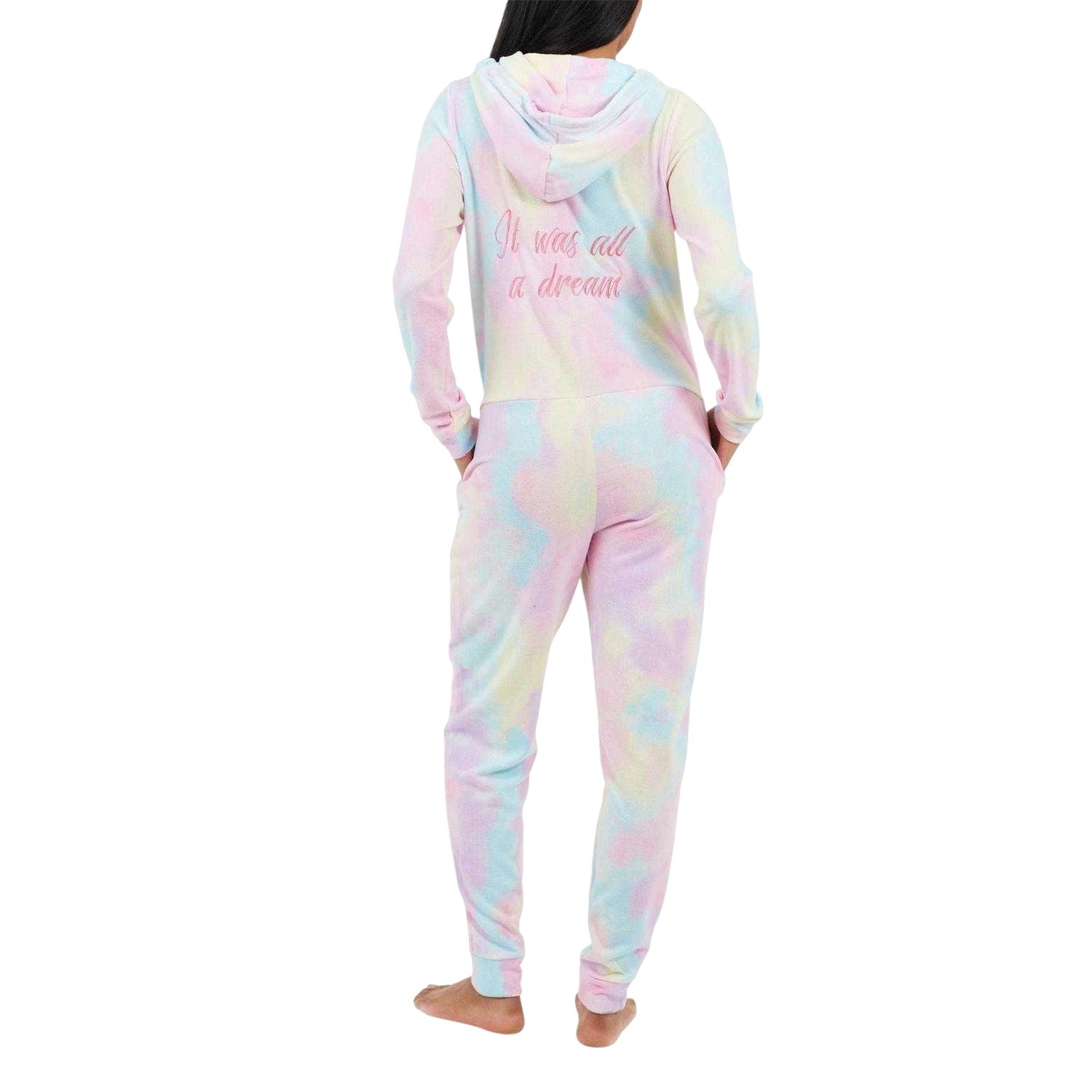 Pastel Pink - Back - Brave Soul Womens-Ladies It Was All A Dream Tie Dye Slim All-In-One Nightwear