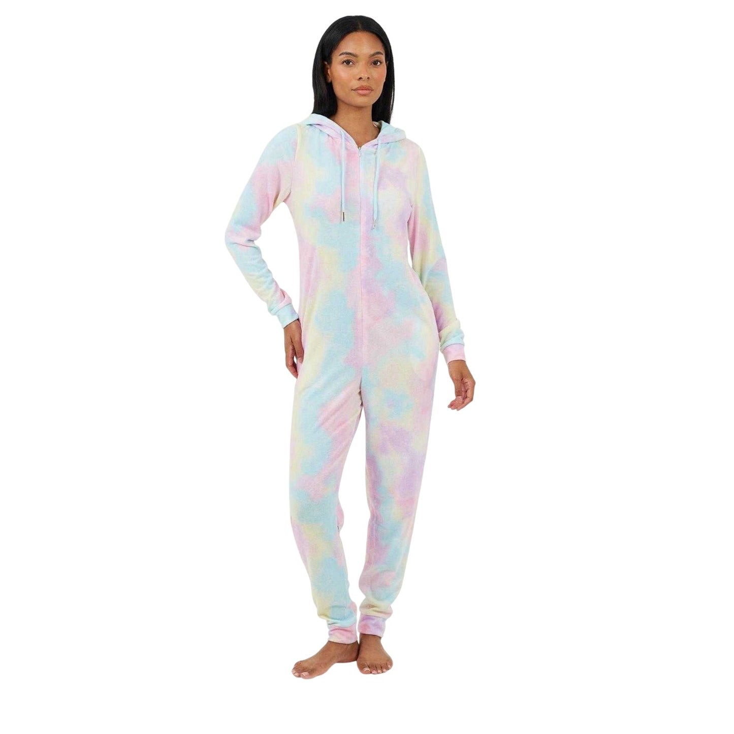 Pastel Pink - Lifestyle - Brave Soul Womens-Ladies It Was All A Dream Tie Dye Slim All-In-One Nightwear