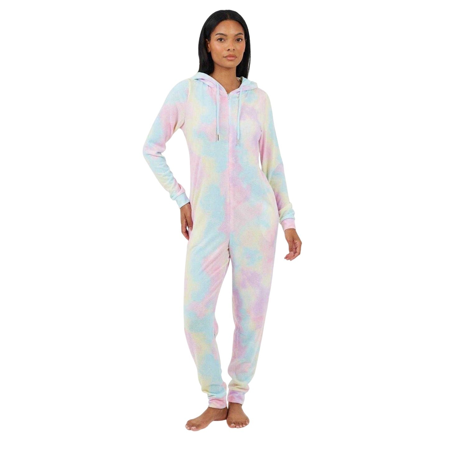 Pastel Pink - Lifestyle - Brave Soul Womens-Ladies It Was All A Dream Tie Dye Slim All-In-One Nightwear