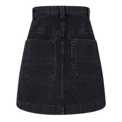 Black-Grey-Denim - Back - Diesel Womens-Ladies A-line Mini Skirt