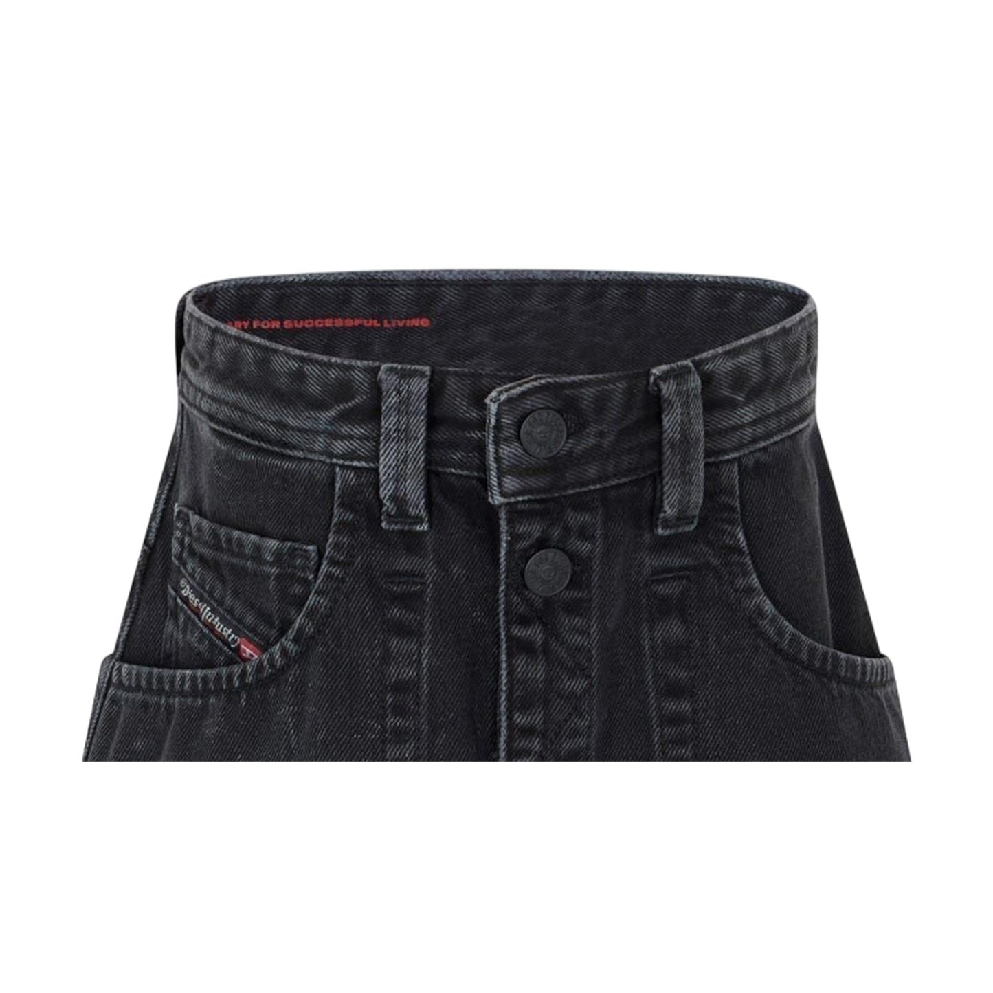 Black-Grey-Denim - Side - Diesel Womens-Ladies A-line Mini Skirt