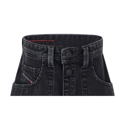 Black-Grey-Denim - Side - Diesel Womens-Ladies A-line Mini Skirt