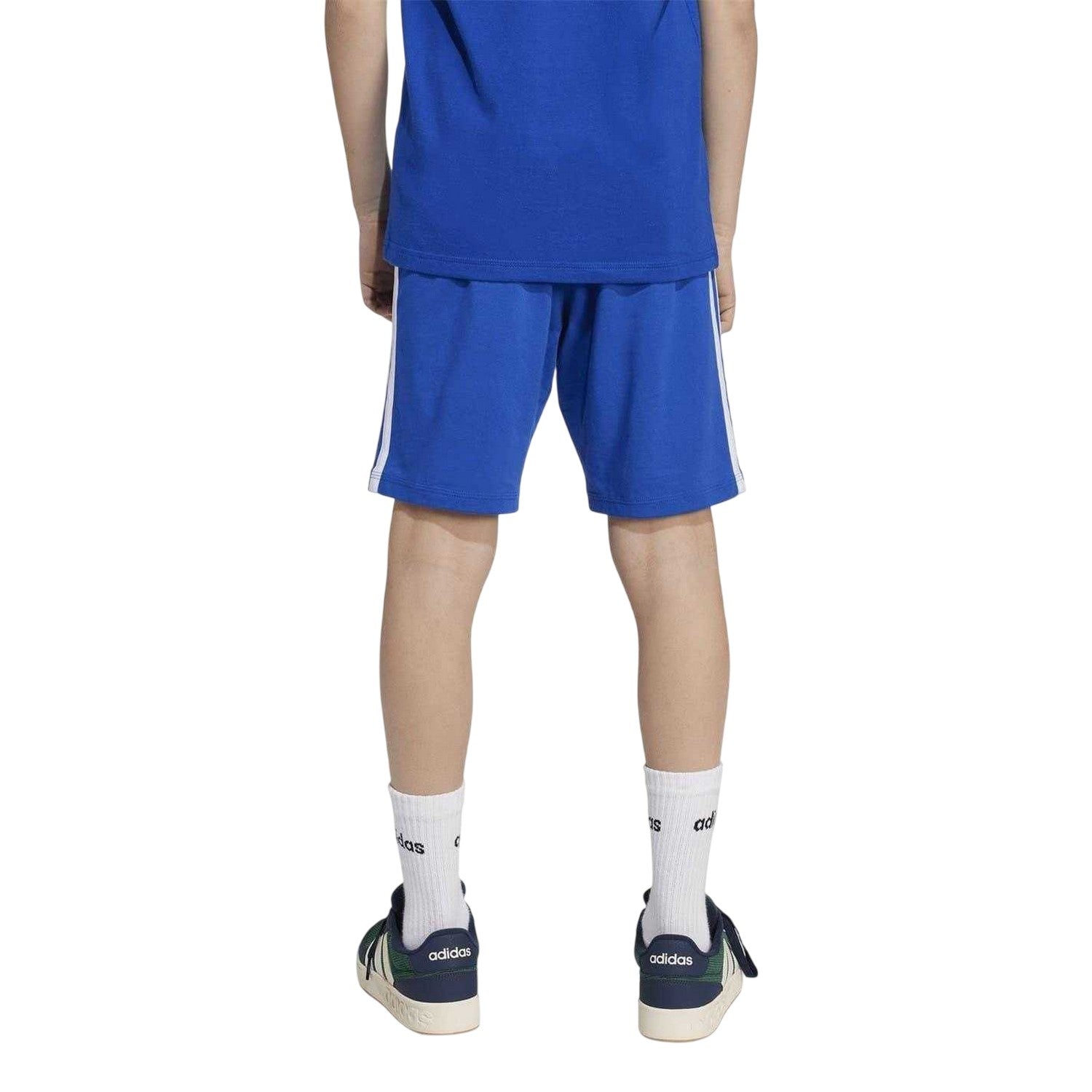 Ink-White - Back - Adidas Childrens-Kids Essentials 3 Stripes Jersey Shorts