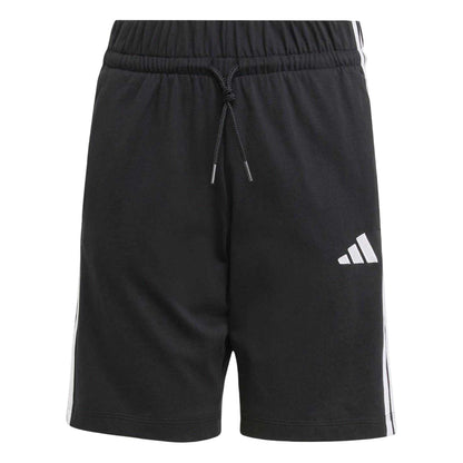 Black-White - Front - Adidas Childrens-Kids Essentials 3 Stripes Jersey Shorts
