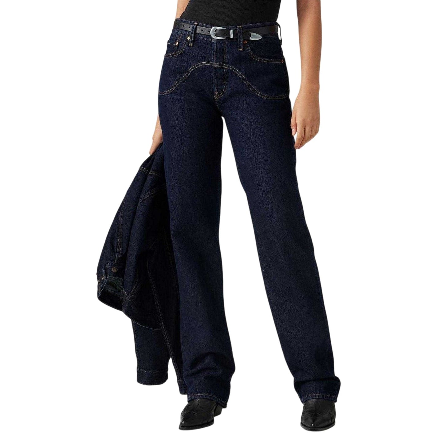 Dark Blue - Side - Levis Womens-Ladies 90´s 5 Pockets Jeans
