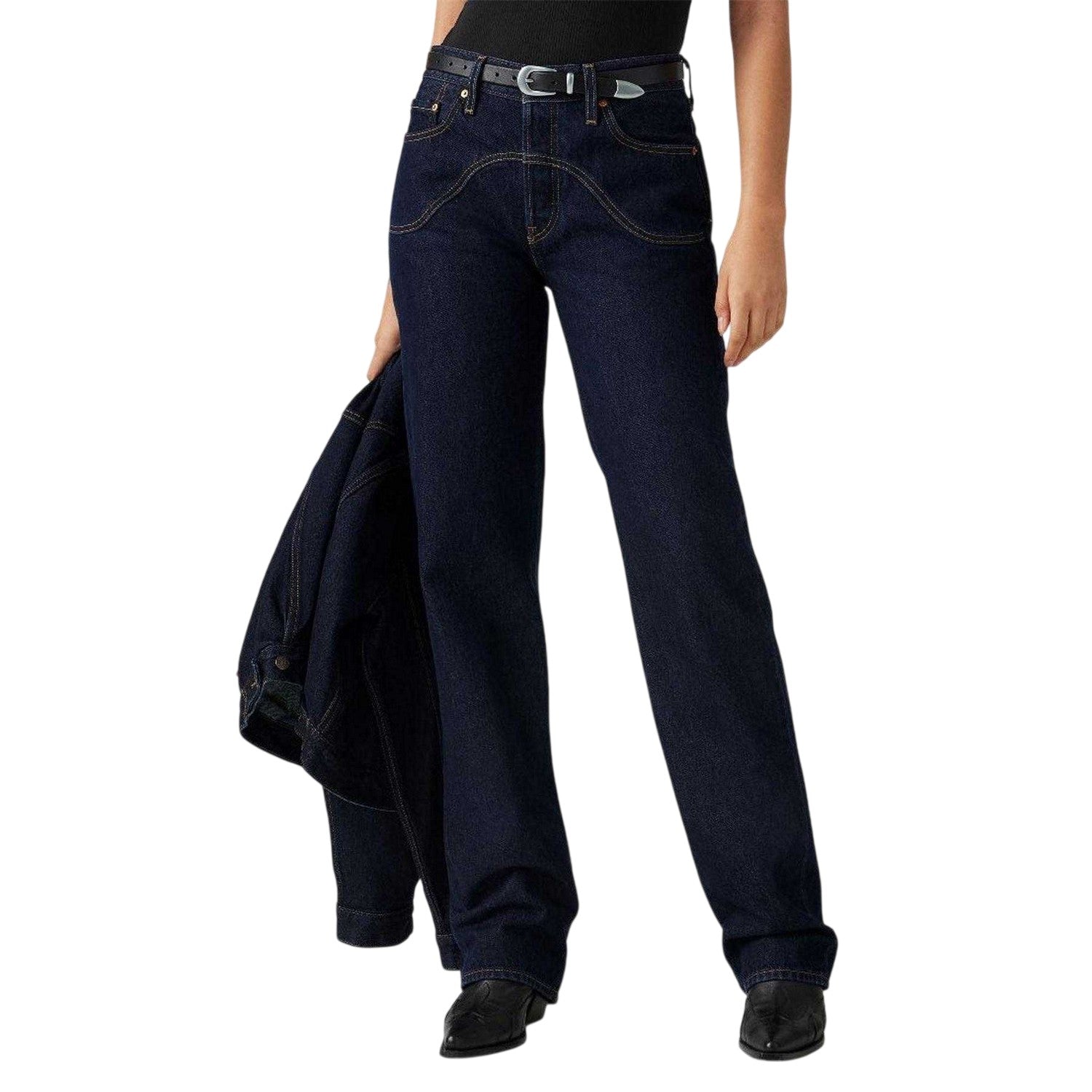 Dark Blue - Side - Levis Womens-Ladies 90´s 5 Pockets Jeans