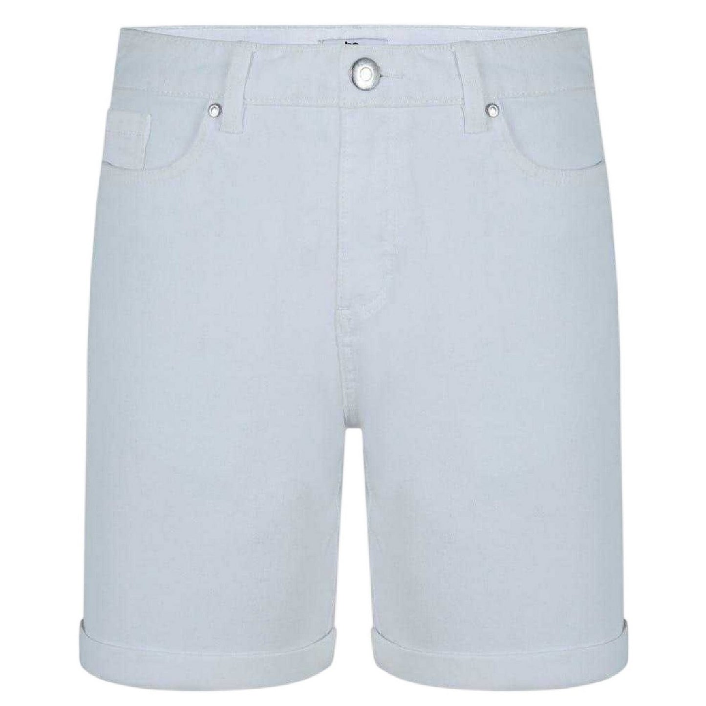 White - Front - Be You Womens-Ladies Denim Jean Shorts