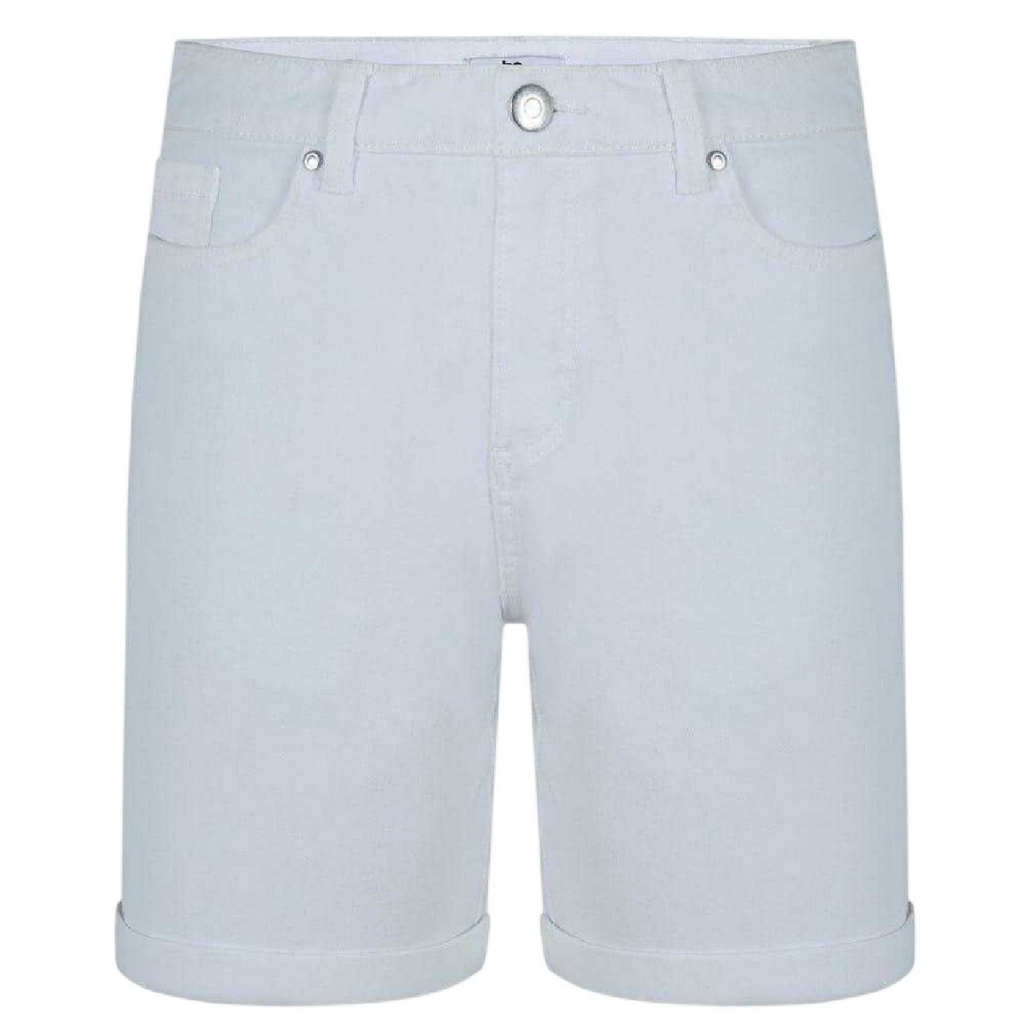 White - Front - Be You Womens-Ladies Denim Jean Shorts