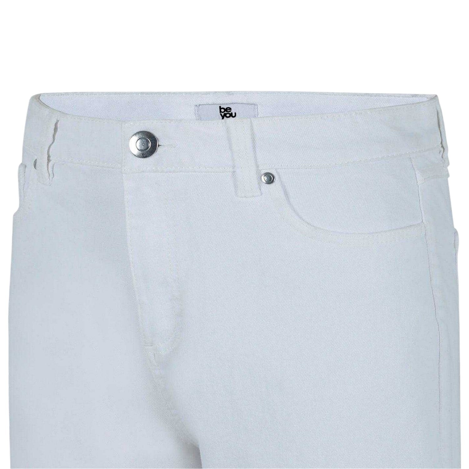 White - Side - Be You Womens-Ladies Denim Jean Shorts