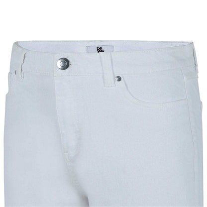 White - Side - Be You Womens-Ladies Denim Jean Shorts