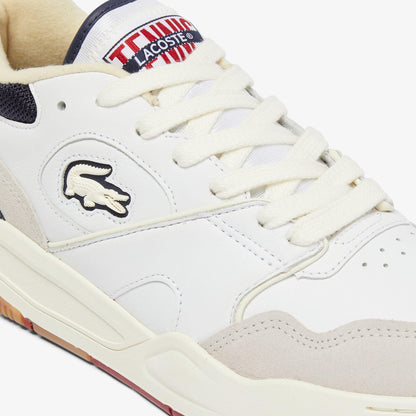 Off White - Close up - Lacoste Mens Lineshot Logo Leather Trainers