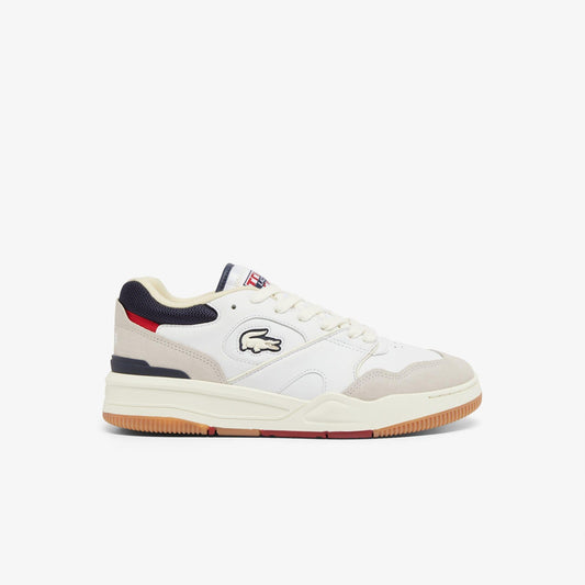 Off White - Front - Lacoste Mens Lineshot Logo Leather Trainers