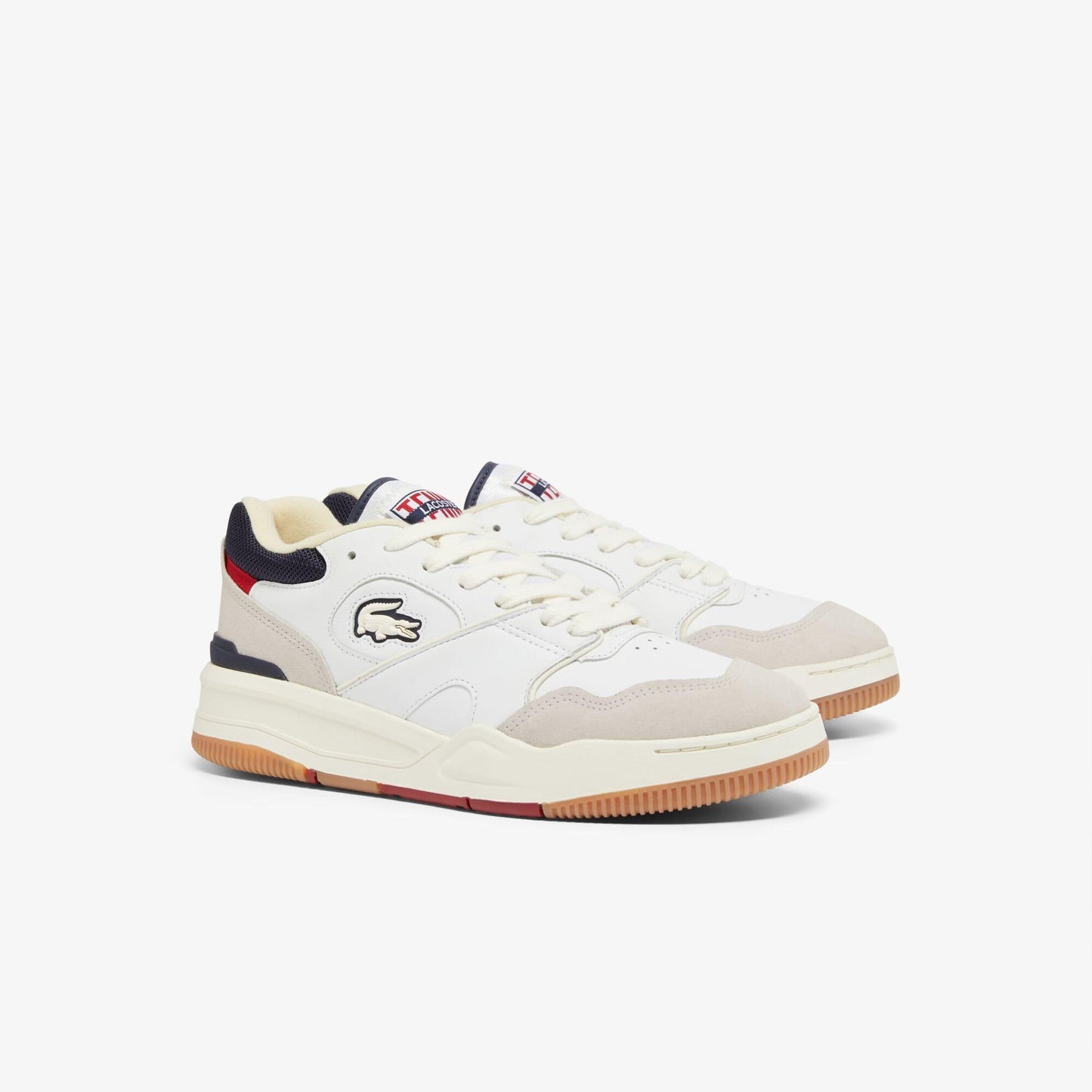 Off White - Back - Lacoste Mens Lineshot Logo Leather Trainers
