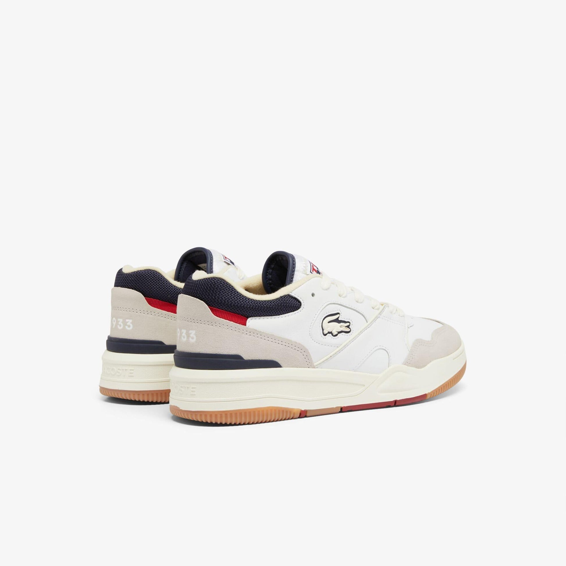 Off White - Side - Lacoste Mens Lineshot Logo Leather Trainers