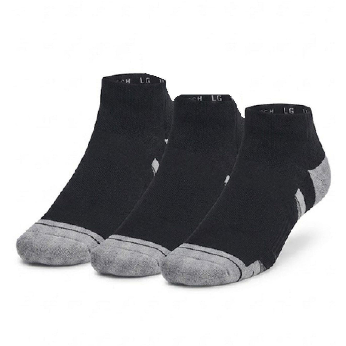 Black-Grey - Front - Under Armour Unisex Adult Performance Tech Ankle Socks (Pack of 3)