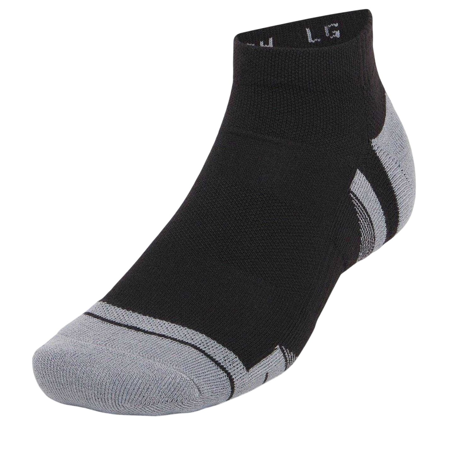 Black-Grey - Side - Under Armour Unisex Adult Performance Tech Ankle Socks (Pack of 3)
