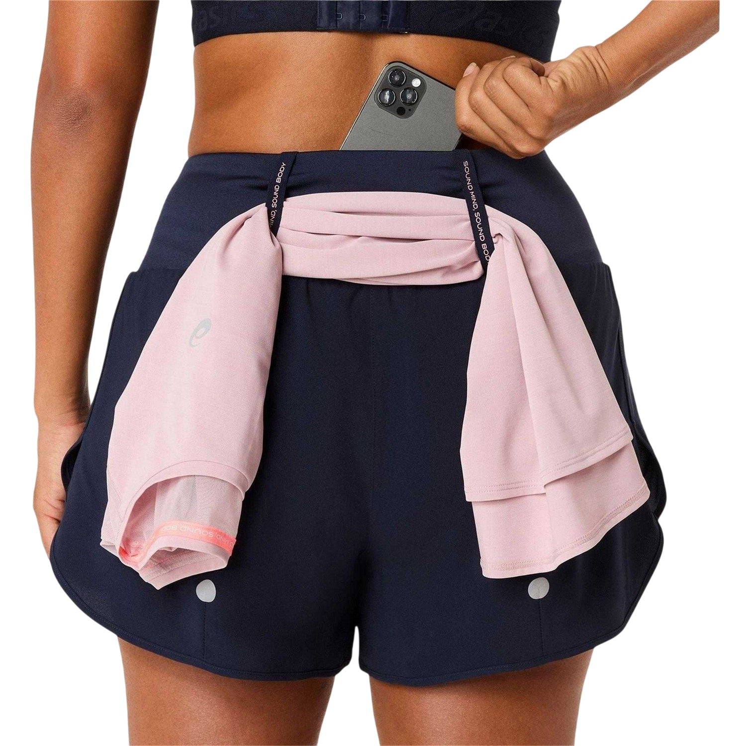 Midnight - Side - Asics Womens-Ladies Running Shorts