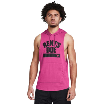 Pink - Side - Under Armour Mens Project Rock Graphic Print Sleeveless Hoodie