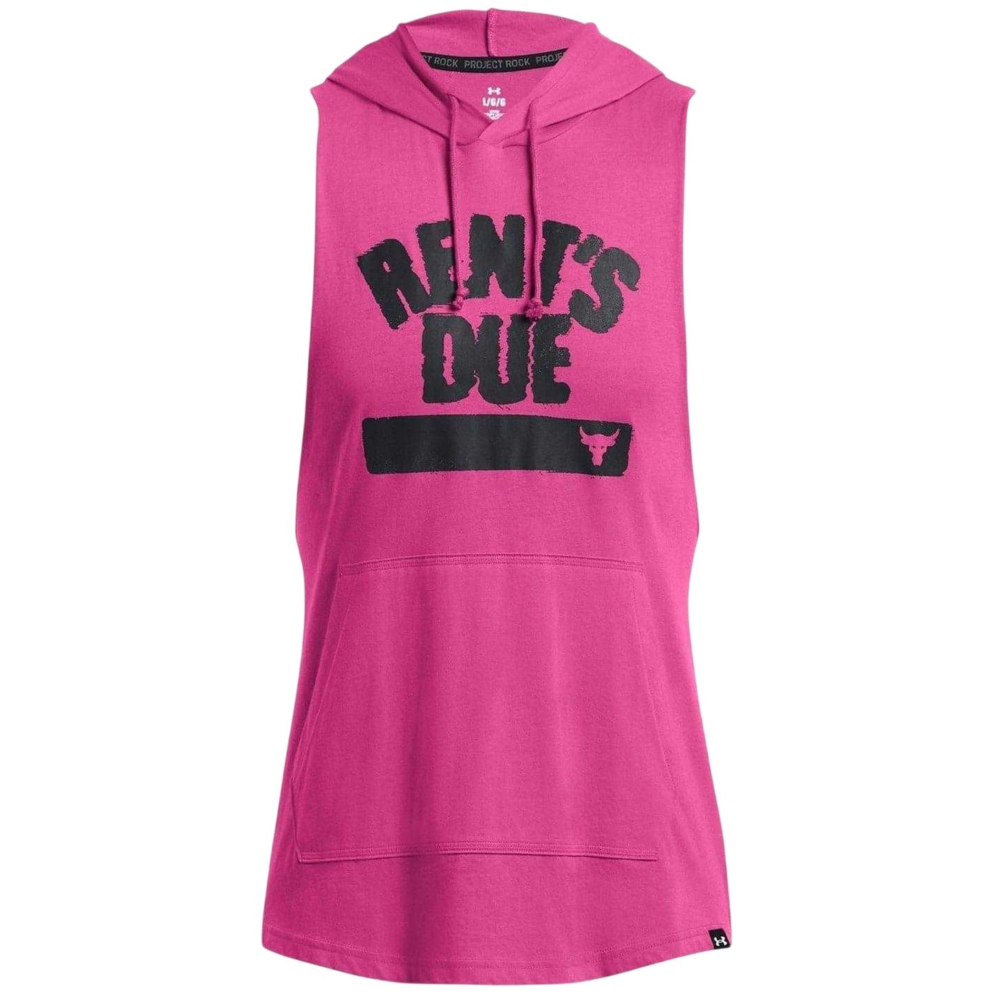 Pink - Front - Under Armour Mens Project Rock Graphic Print Sleeveless Hoodie