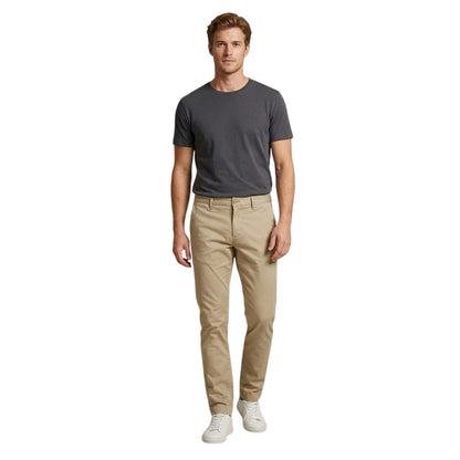 Beige - Side - Lacoste Mens Cotton Slim Chinos