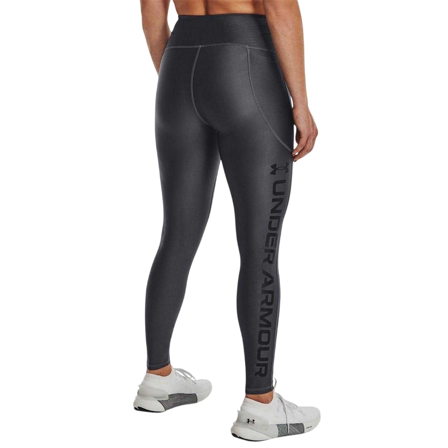 Pitch Grey - Back - Under Armour Womens-Ladies HeatGear Branded Leggings