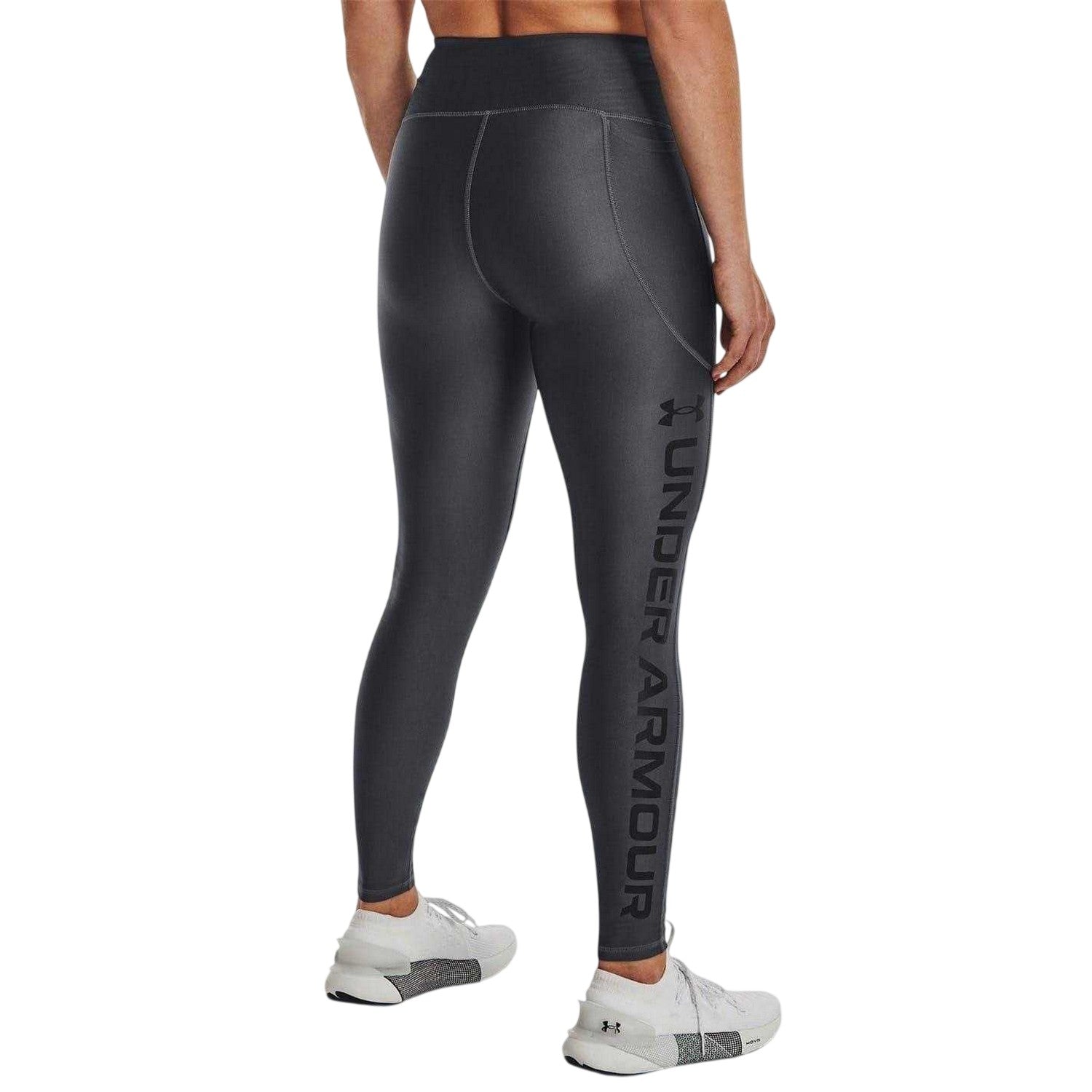 Pitch Grey - Back - Under Armour Womens-Ladies HeatGear Branded Leggings