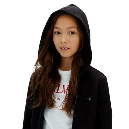 Black - Side - Calvin Klein Childrens-Kids Jeans Full Zip Hoodie