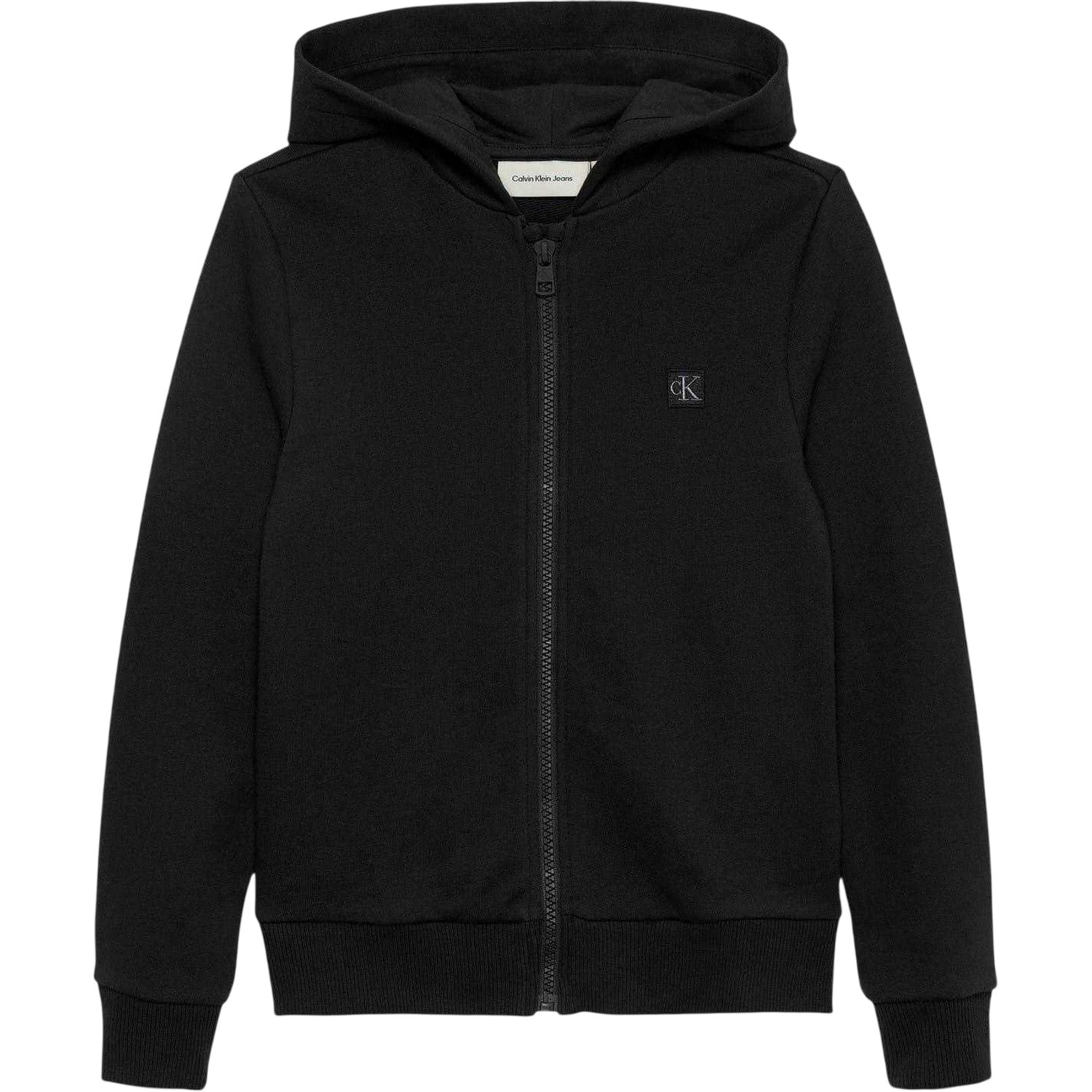 Black - Front - Calvin Klein Childrens-Kids Jeans Full Zip Hoodie