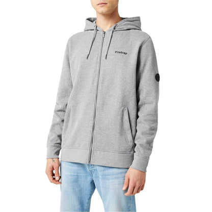 Grey Marl - Side - Firetrap Mens Brunel Full Zip Hoodie