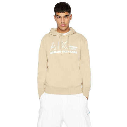 Beige - Side - Armani Exchange Mens Summer Beats Gradient Logo Hoodie