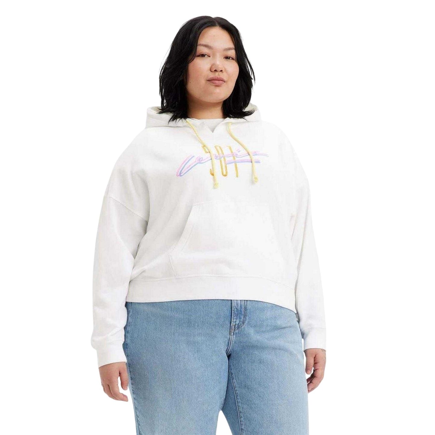 White - Front - Levis Womens-Ladies Authentic Graphic Hoodie