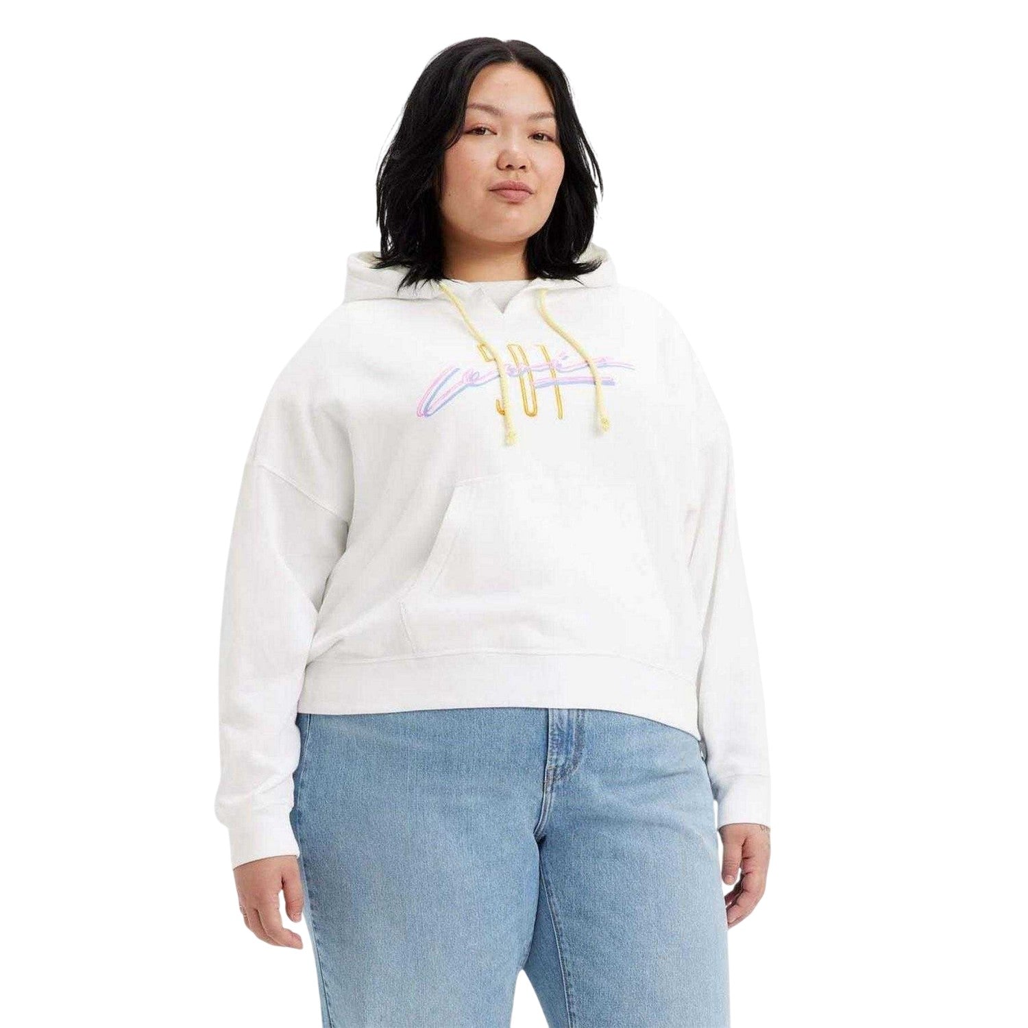 White - Front - Levis Womens-Ladies Authentic Graphic Hoodie