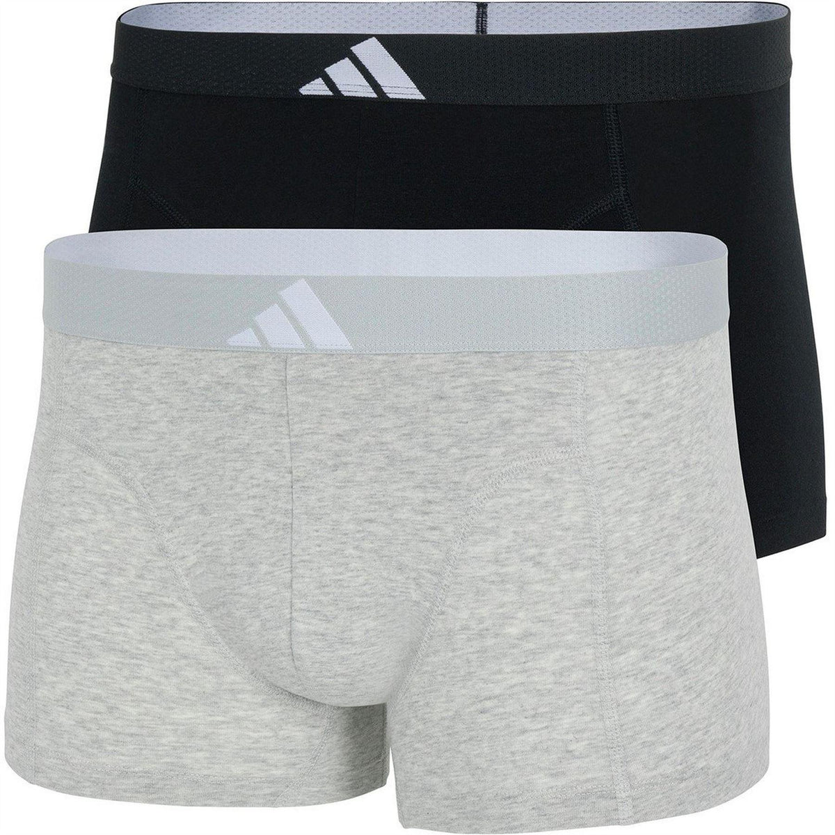 Grey-Black - Front - Adidas Mens Active Flex Boxer Briefs (Pack of 2)
