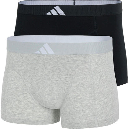 Grey-Black - Front - Adidas Mens Active Flex Boxer Briefs (Pack of 2)
