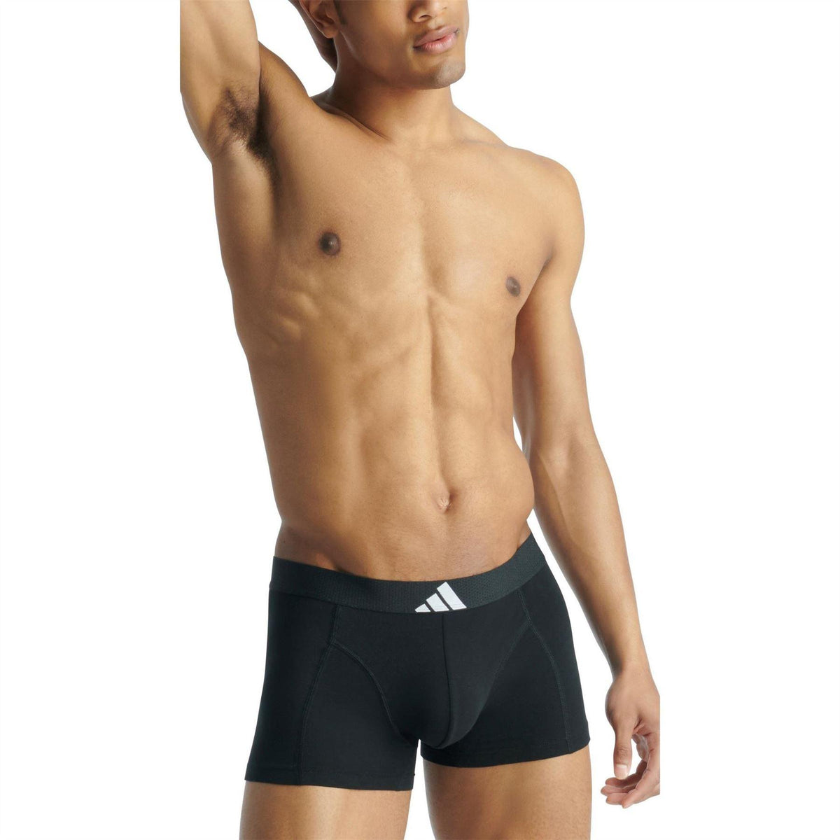 Grey-Black - Side - Adidas Mens Active Flex Boxer Briefs (Pack of 2)