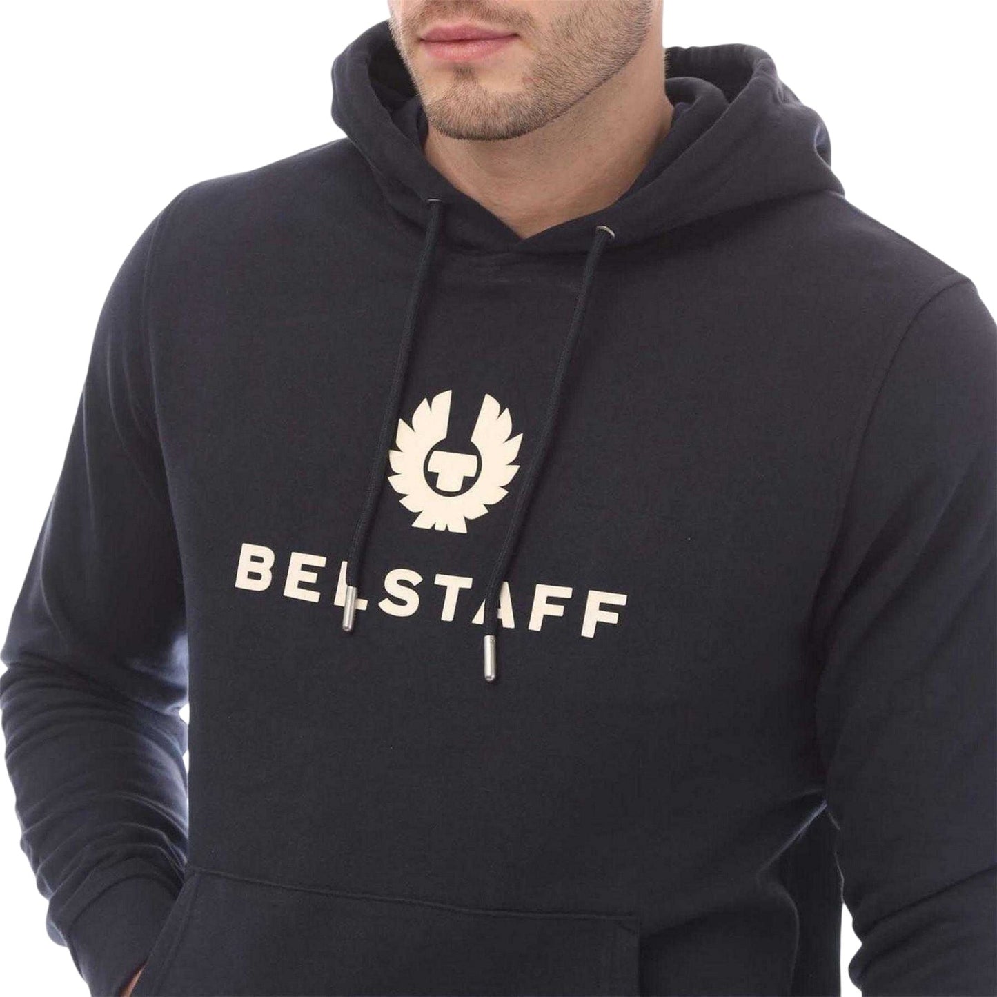 Navy - Side - Belstaff Mens Signature Hoodie