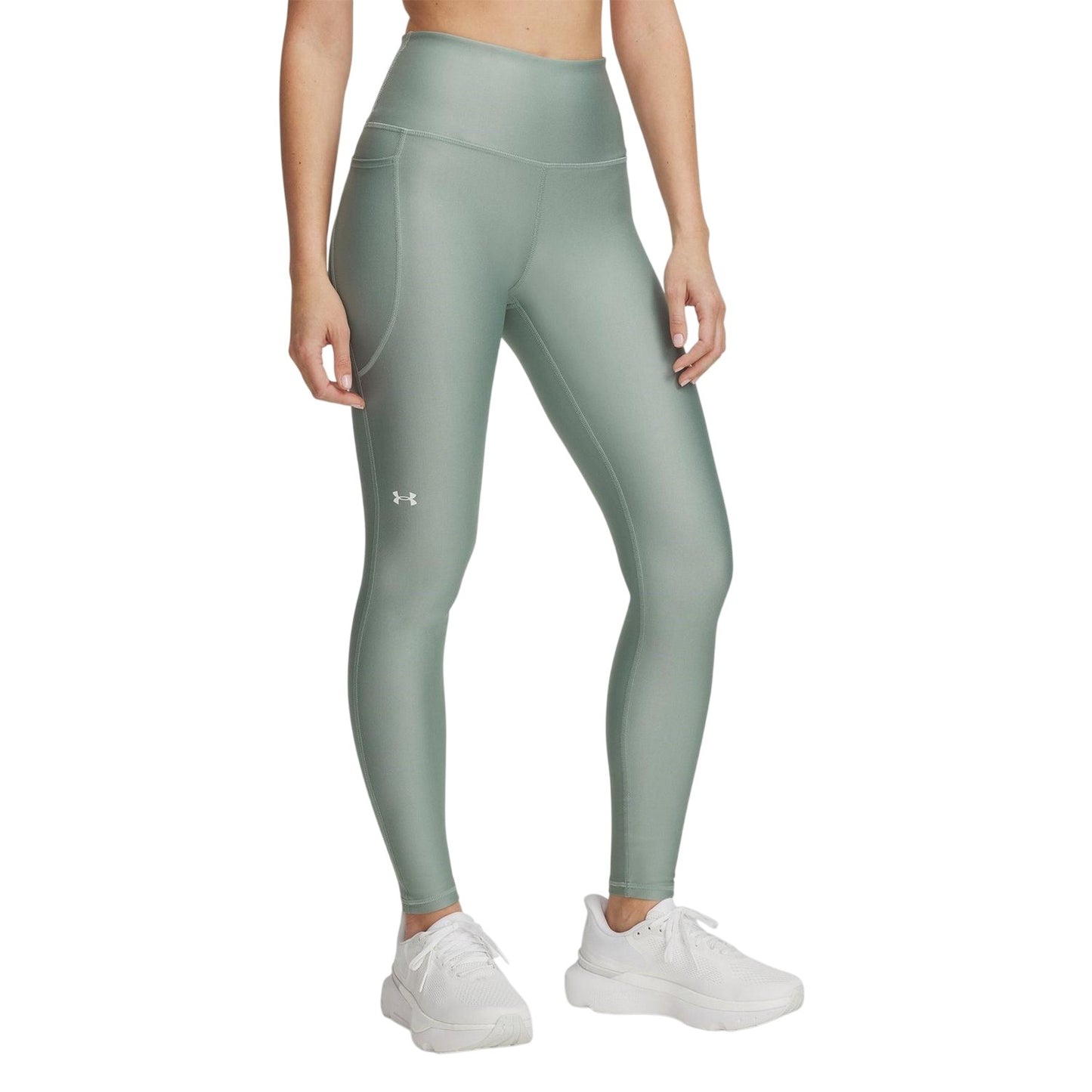 Green-White - Front - Under Armour Womens-Ladies Performance HeatGear Tights