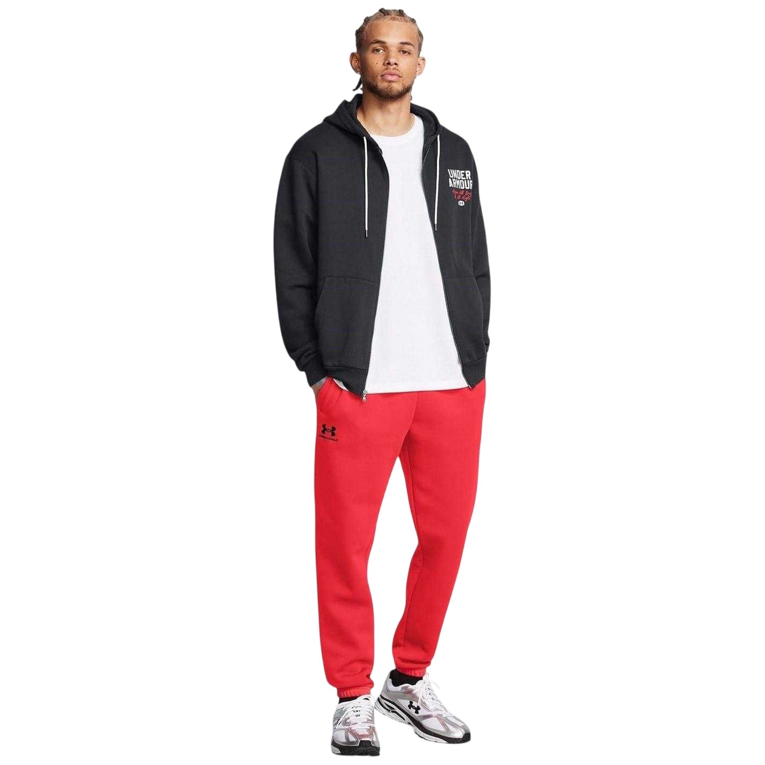 Red-Black - Lifestyle - Under Armour Mens Essential Fleece Joggers