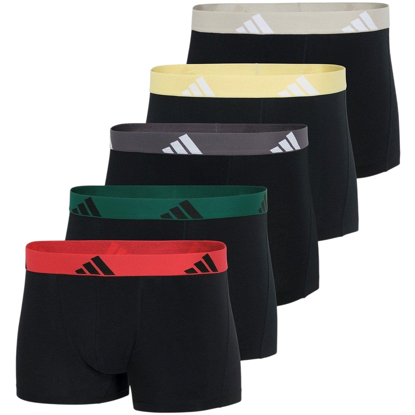Black-Multicoloured - Front - Adidas Mens Active Flex Boxer Shorts (Pack of 5)