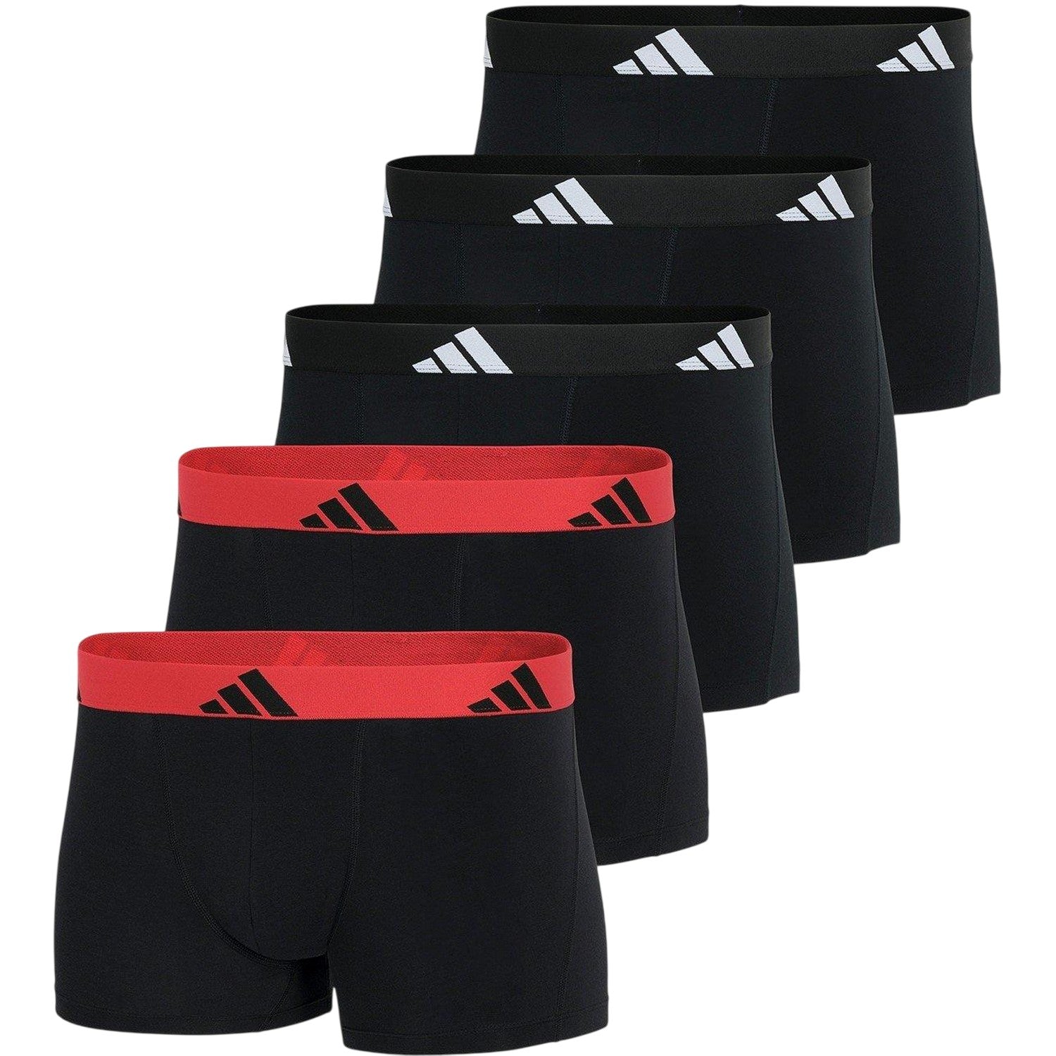 Black-Red - Front - Adidas Mens Active Flex Boxer Shorts (Pack of 5)